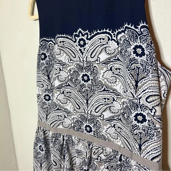 LOFT Navy Paisley Dress Size 8 - Picture 5 of 6